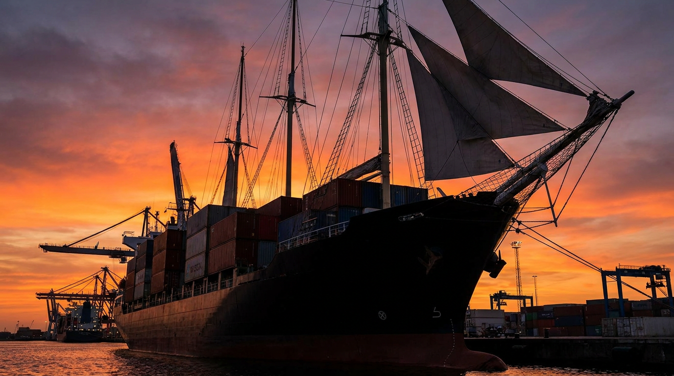 Bulk cargo vessel at sea