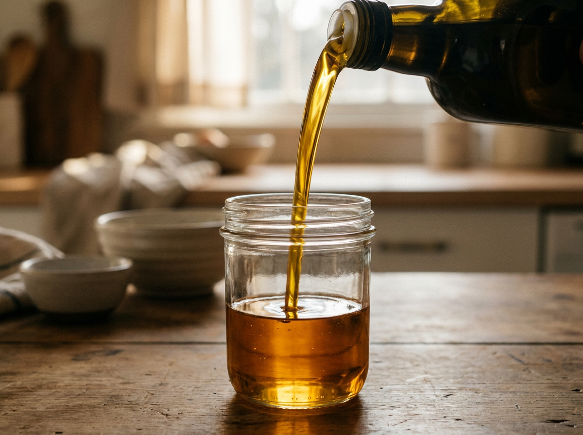 Peanut oil being poured